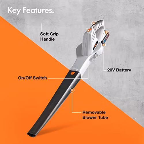 VonHaus G-Series Cordless 20V Leaf Blower in Black and Grey with Rechargeable Battery and Charger – 4