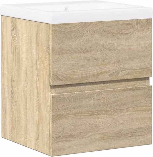Berkfield Home 2 Piece Modern Bathroom Furniture Set in Sonoma Oak and Beige
