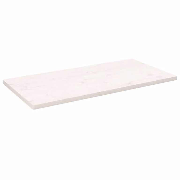 Berkfield Home White Solid Pine Rectangular Table Top, W: 100 cm, D: 50 cm, H: 2.5 cm