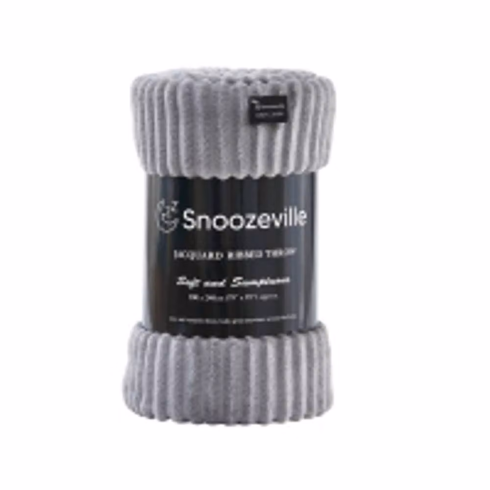 Dyzi Large Supersoft Ribbed Jacquard Fleece Throw Blanket in Grey, W/D/H: 200 x 240 cm – 5
