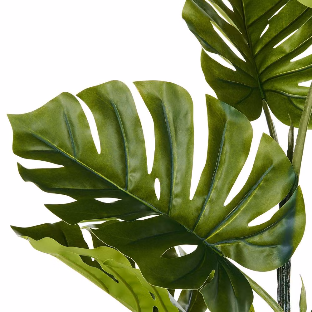 Wyld and Coco Evergreen Living Monstera Artificial Potted Plant, Green with Concrete Pot, Height: 94 cm – 3