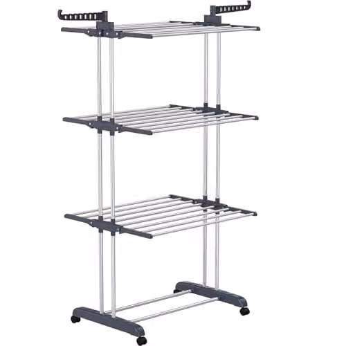 Gr8 Home 3 Tier XL Tower Folding Clothes Airer in Grey, H 172 x W 76 x D 50 cm – 1