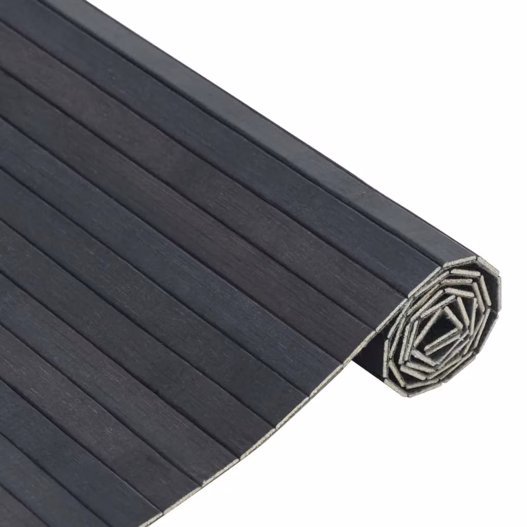 Berkfield Home Rectangular Bamboo Rug in Grey, W: 100 cm, L: 400 cm – 3