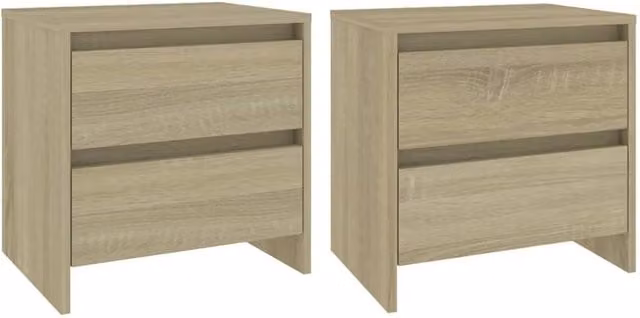 Berkfield Home Set of 2 Sonoma Oak Bedside Cabinets in Light Tan, W/D/H: 45 x 34.5 x 44.5 cm – 1