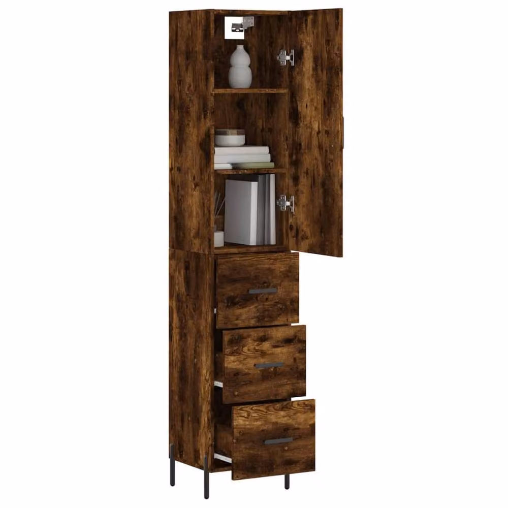 Berkfield Home Highboard in Smoked Oak, Brown, W/D/H: 34.5 x 34 x 180 cm – 3