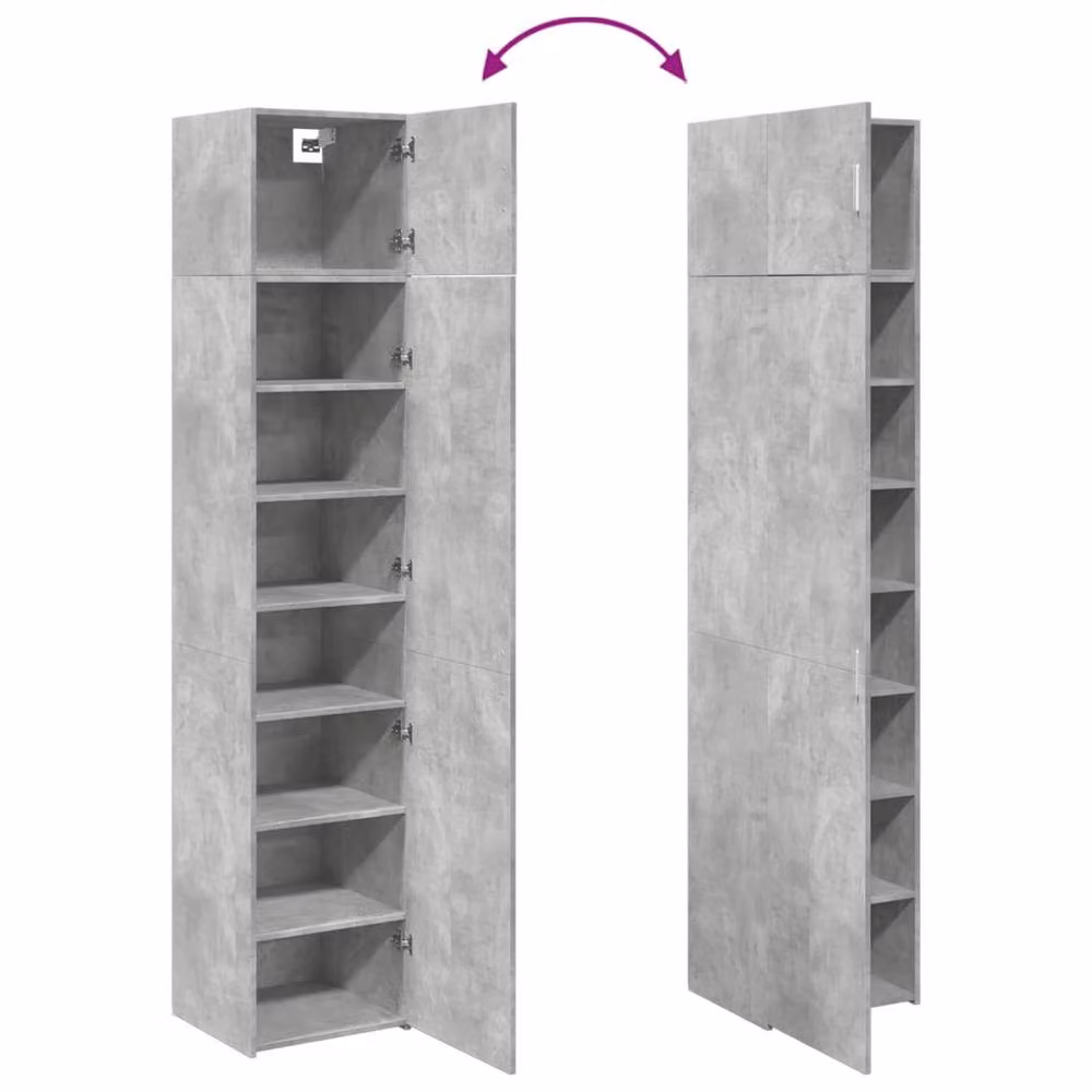 Berkfield Home Slim Storage Cabinet in Concrete Grey, W/D/H: 45 x 42.5 x 225 cm – 3