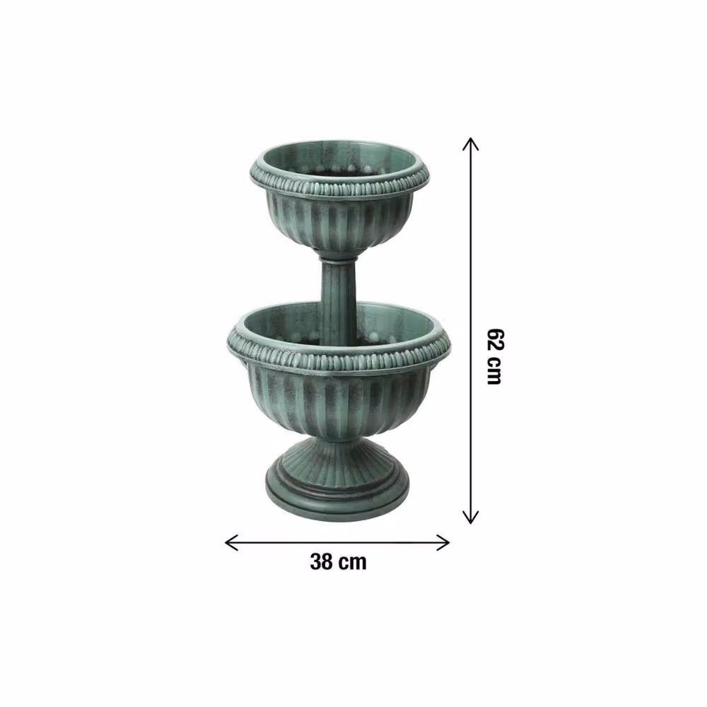 VOGREX 2-Tier Large Green Planter for Indoor and Outdoor Garden Use – 2