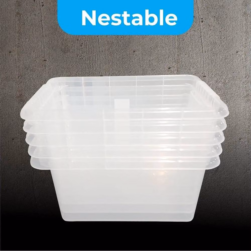 NESTLUNE Set of 3 Stackable Plastic Storage Boxes with Transparent Lids, 80L each – 2