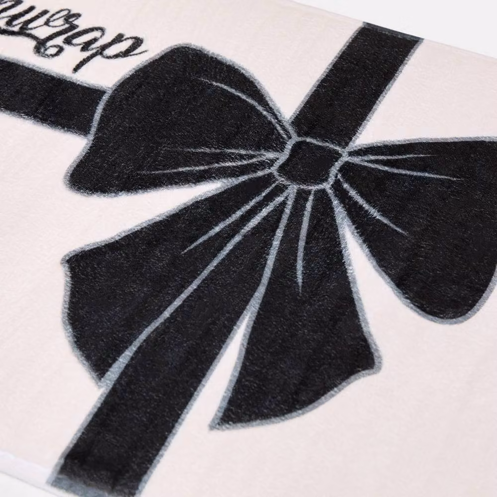 OHS Unwrap Me Slogan Bow Non-Slip Bath Mat in Beige – 2