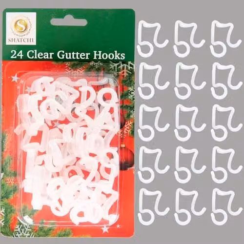 Shatchi 24-Piece Set of Transparent Plastic Gutter Hooks for Outdoor Decorations – 3