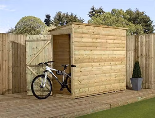 EMS Retail Empire 2200 Pent Garden Shed in Brown, Pressure Treated Shiplap Tongue and Groove Wood Construction