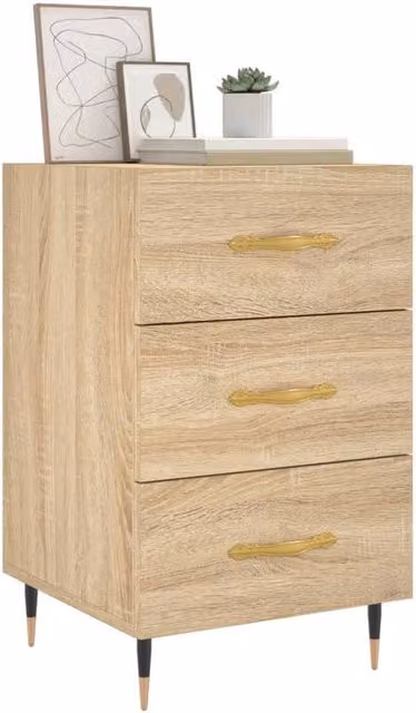 Berkfield Home Modern Bedside Cabinet in Sonoma Oak, Light Brown, W/D/H: 40 x 40 x 66 cm