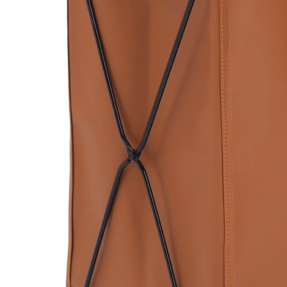 Garden Sanctuary Collapsible PU Leather Laundry Hamper with Metal Frame, Brown – 5