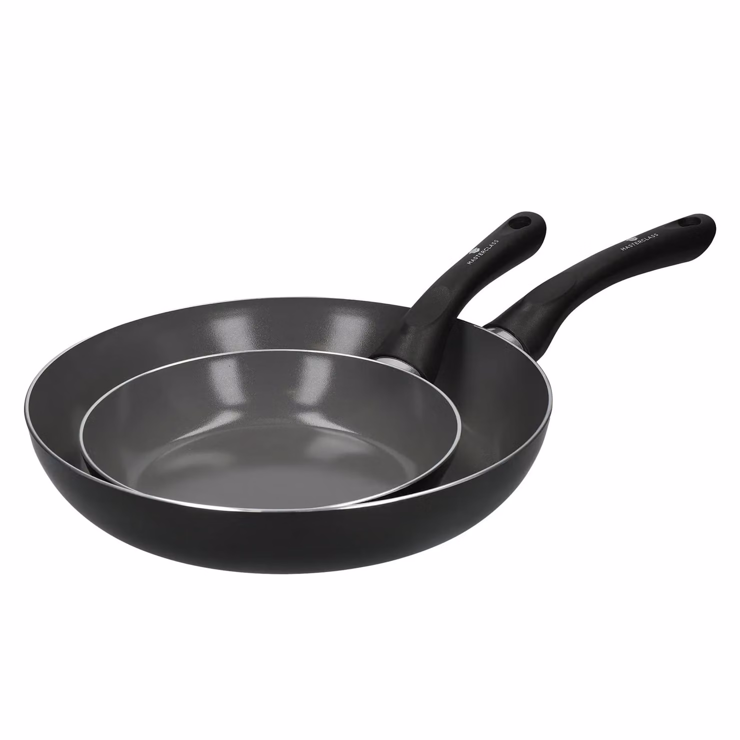 MasterClass Can-to-Pan Ceramic Non-Stick Aluminium Frying Pan Set of 2 in Grey or Black – 6
