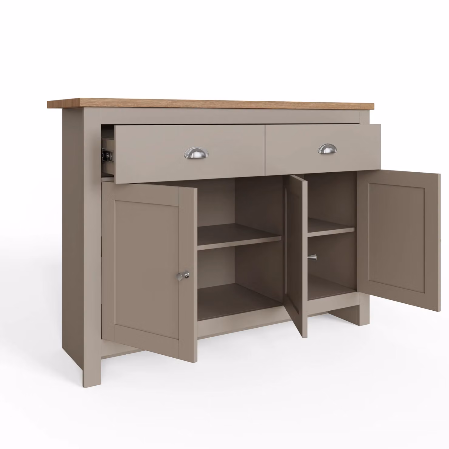 GFW Lancaster Grey and Oak 3 Door 2 Drawer Large Sideboard – 3