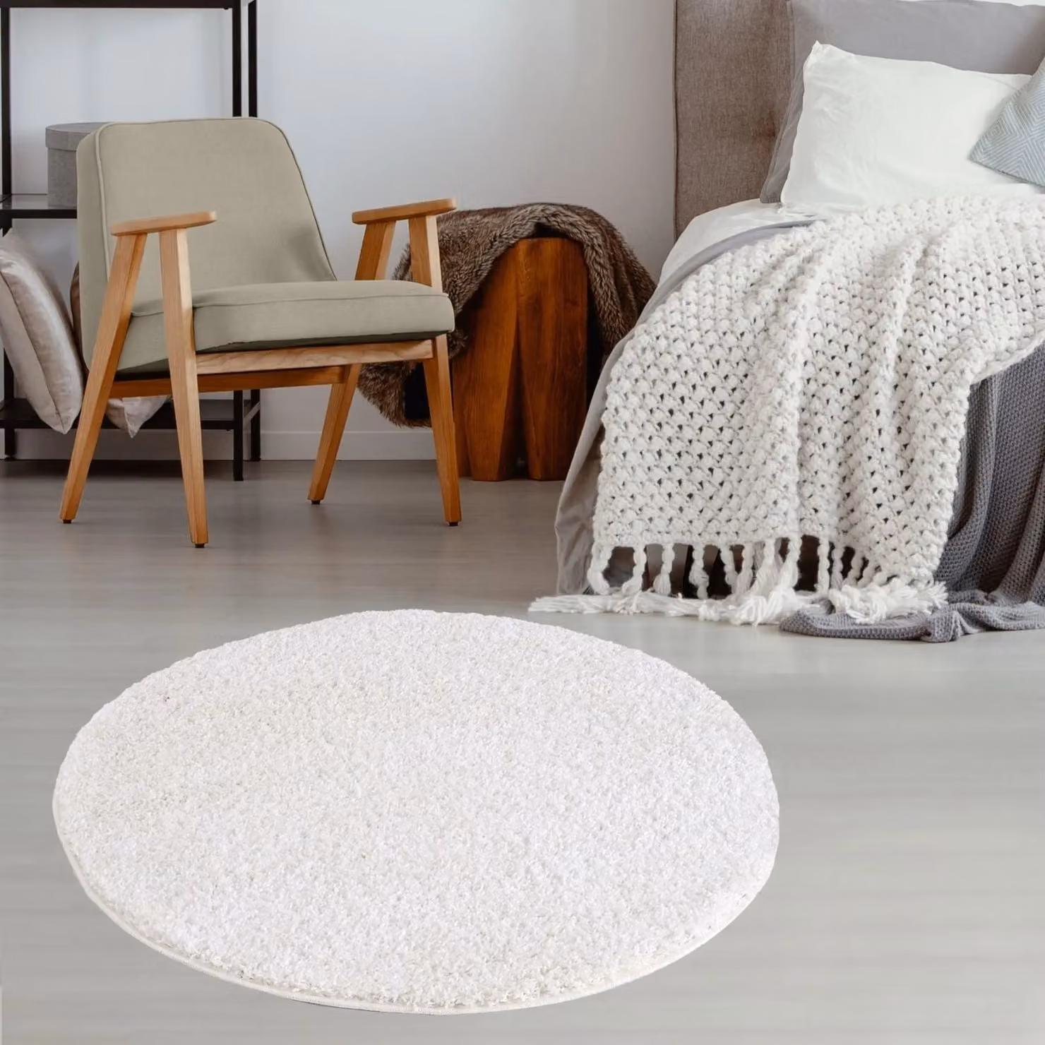 THE RUGS Soft Plain High Pile Shaggy Rug, White, W: 160 cm, D: 230 cm – 3