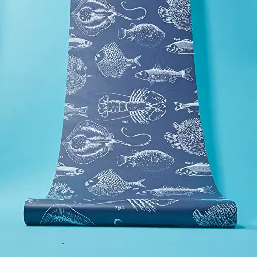 Graham & Brown Contour Antibac Into the Deep Navy Animal Print Wallpaper in Blue – 6