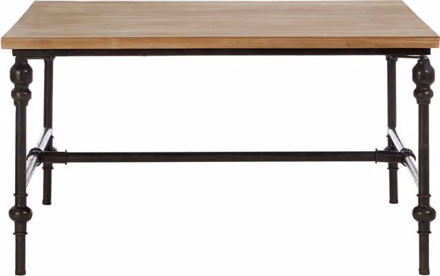 Orsina Industrial Style Square Coffee Table with Natural Wood Top and Black Metal Legs