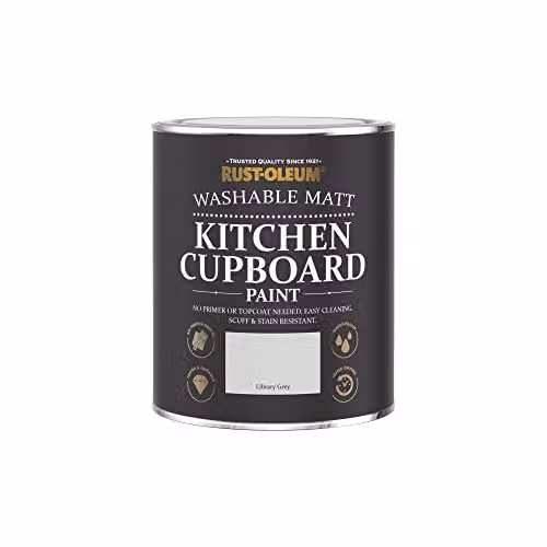 Rust-Oleum Water Based Kitchen Cupboard Paint in Matt Finish, Grey, 750ml – 2