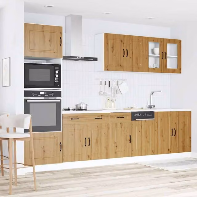 Berkfield Home Elegant 7 Piece Kitchen Cabinet Set in Artisan Oak Brown Engineered Wood