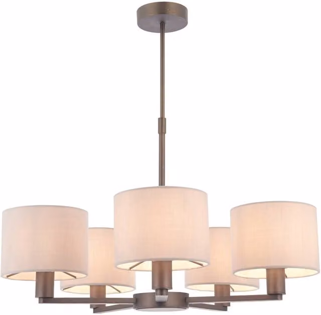 Loops Ceiling Pendant Light in Antique Bronze and Multicolour Marble Fabric with 5 x E14 Sockets