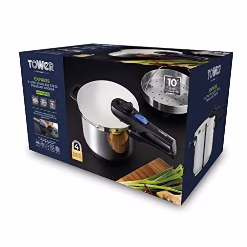Tower Express Pressure Cooker in Silver – 6