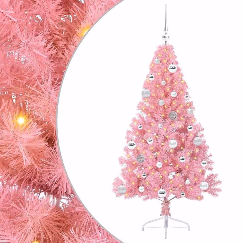 Berkfield Home Artificial Pre-lit Pink Christmas Tree with 150 LEDs, Height: 150 cm – 2