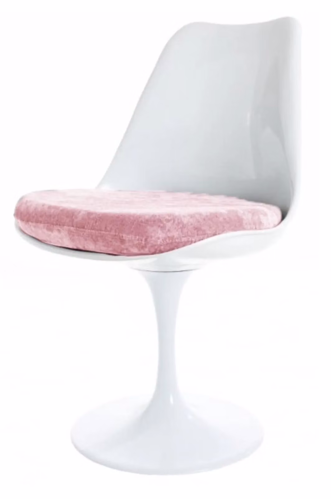 Fusion Living White Tulip Swivel Dining Chair with Pink Velvet Cushion – 2