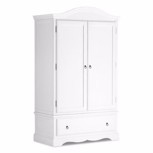 Statement Furniture Romance Double Wardrobe with Drawer in White, H 193 x W 115 x D 59 cm