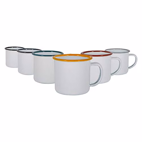 Argon Tableware Enamel Espresso Cups, Multicolour, Set of 6, 130ml – 1