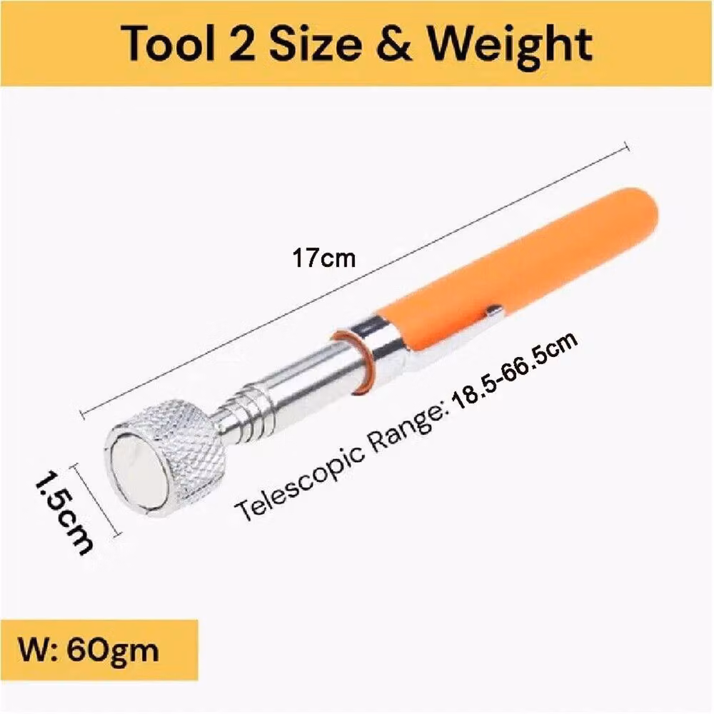 Nordara 5-Piece Extra Long Magnetic Telescopic Pick Up Tool Set in Orange – 2