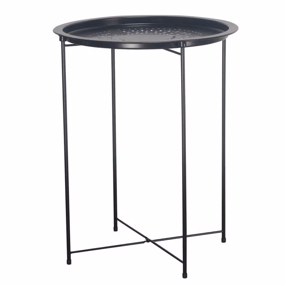 Nordara Black Metal Round Folding Bistro Table for Indoor and Outdoor Use – 2