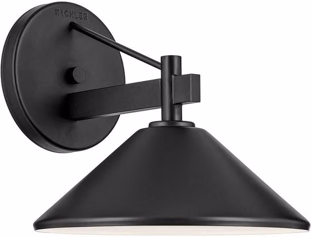 Kichler Ripley Medium Black Metal Wall Mounted Garden Lantern IP44 – 1
