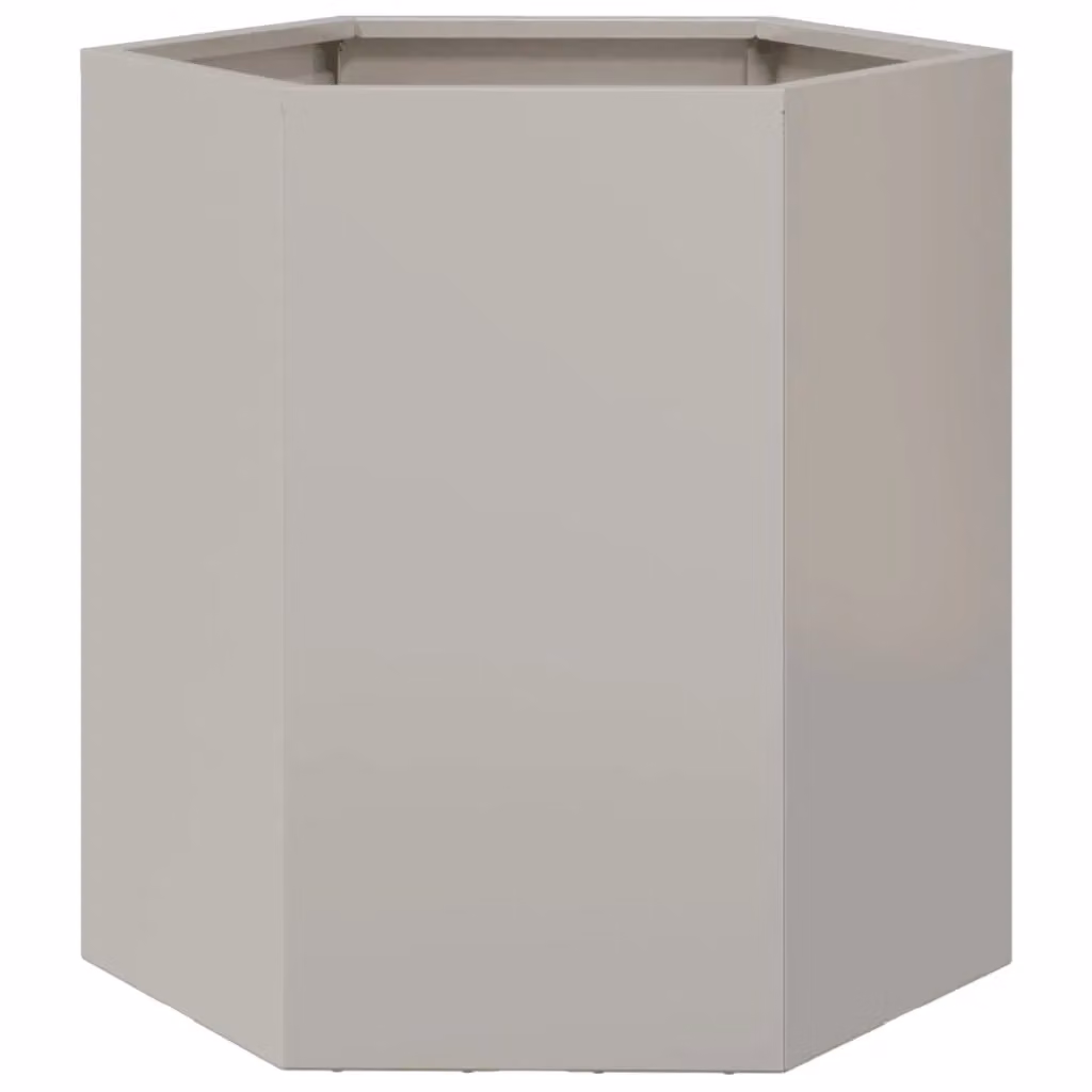 Berkfield Home Hexagon Stainless Steel Garden Planter, Silver, W: 46 cm, D: 40 cm, H: 45 cm – 2