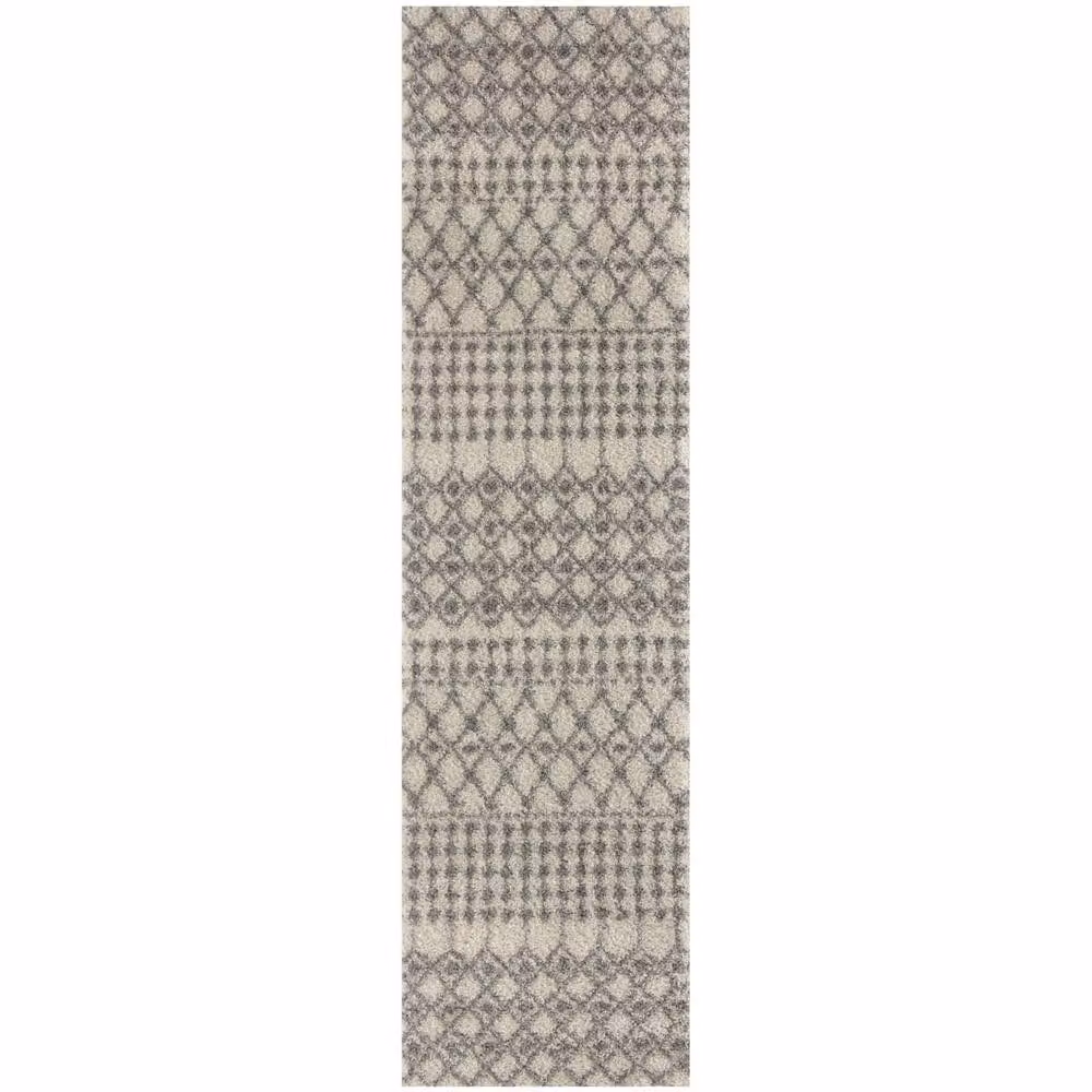 THE RUGS Moroccan Soft High Pile Shaggy Tribal Rug or Runner in Off-White, W: 80 cm, L: 300 cm – 2
