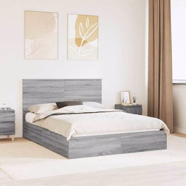 Berkfield Home Grey Sonoma Storage Bed with Drawers, W/D/H: 150 x 200 cm, Engineered Wood