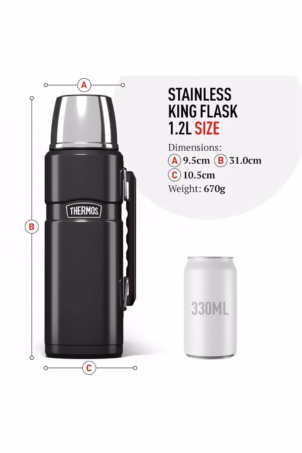 Thermos Stainless King 1.2 l Vacuum Flask with Serving Cup - Matt Black – 2