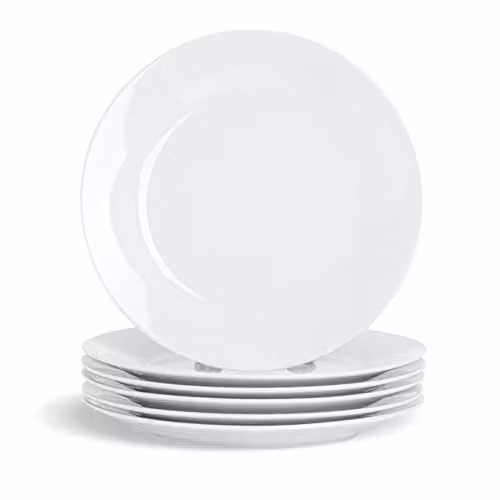 Argon Tableware White Porcelain Wide Rimmed Dessert and Small Dinner Plates, Pack of 24, Diameter: 19 cm – 1