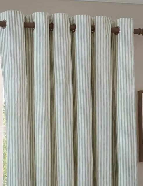 YARD Hebden Striped Blackout Eyelet Curtains in Green Mix, W: 168 cm, H: 229 cm
