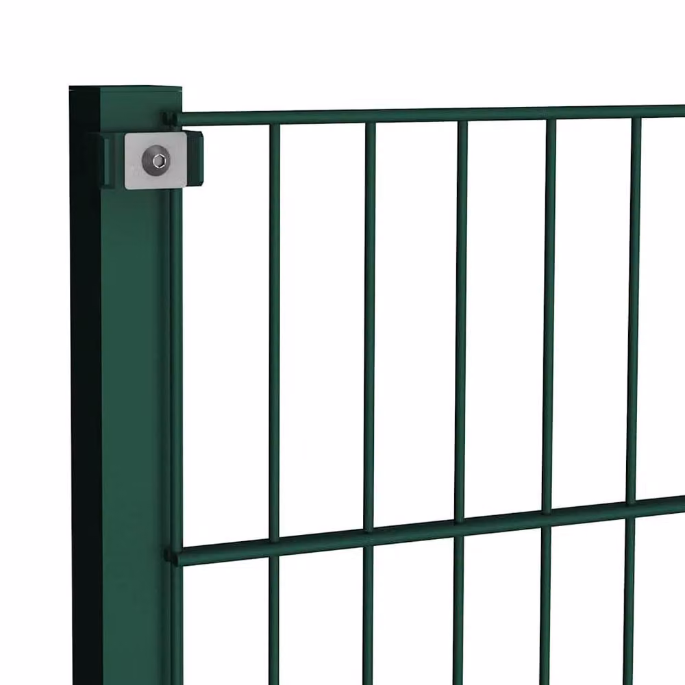 Berkfield Home Durable Green Powder-Coated Steel Fence Panel with Posts and Double-Bar Mat, W: 6.8 m, H: 1.3 m, D: 0.5 m – 2