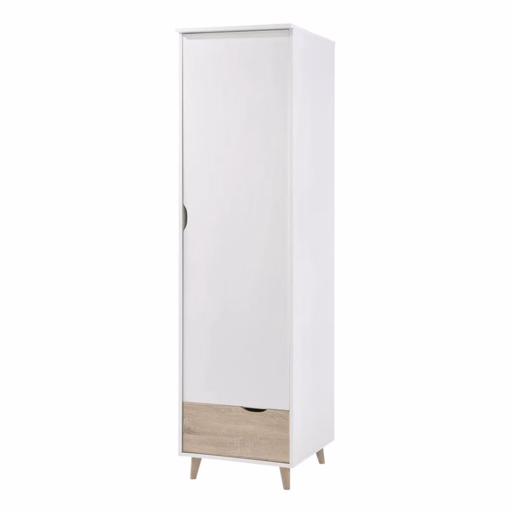 Wyld Haus Skerries 1 Door Wardrobe in Matt White with Natural Oak Drawer Fronts – 2