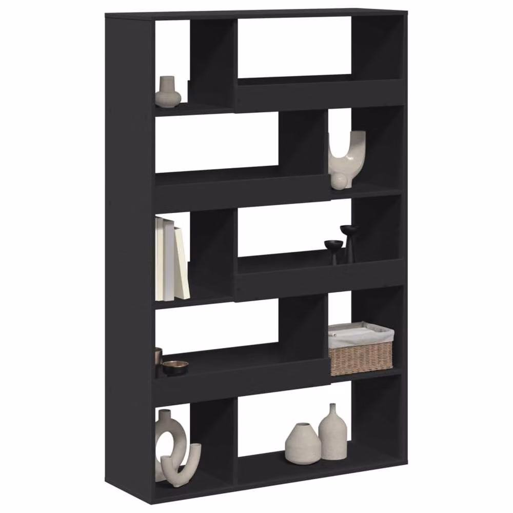 Berkfield Home Black Straight Room Divider with Media Compartments, W/D/H: 100 x 33 x 156.5 cm – 3
