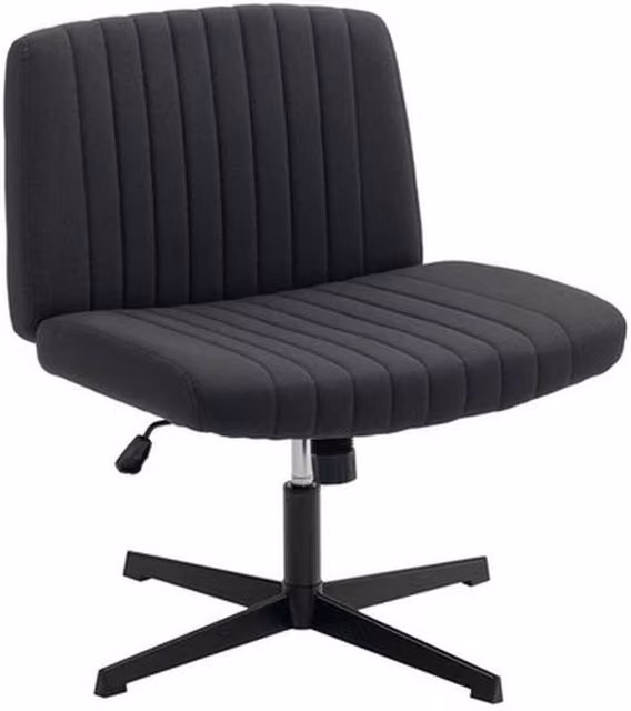 NESTLUNE Modern Black Linen Swivel Office Chair for Home or Bedroom