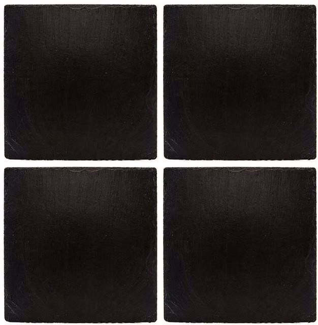 Selbrae House Square Slate Coasters, Black, W/D: 11 x 11 cm
