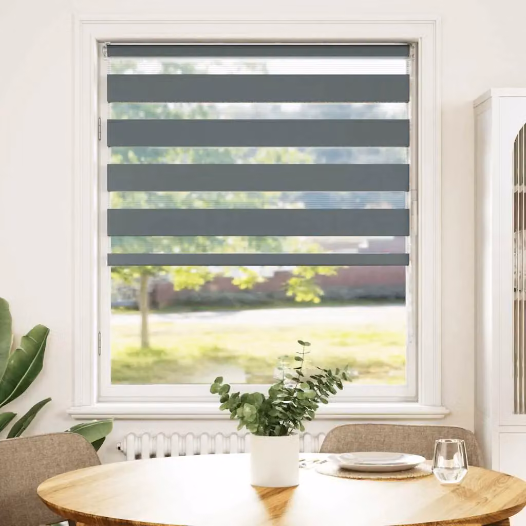 Berkfield Home Zebra Blind in Dark Grey, Polyester, W: 95 cm x H: 150 cm – 2