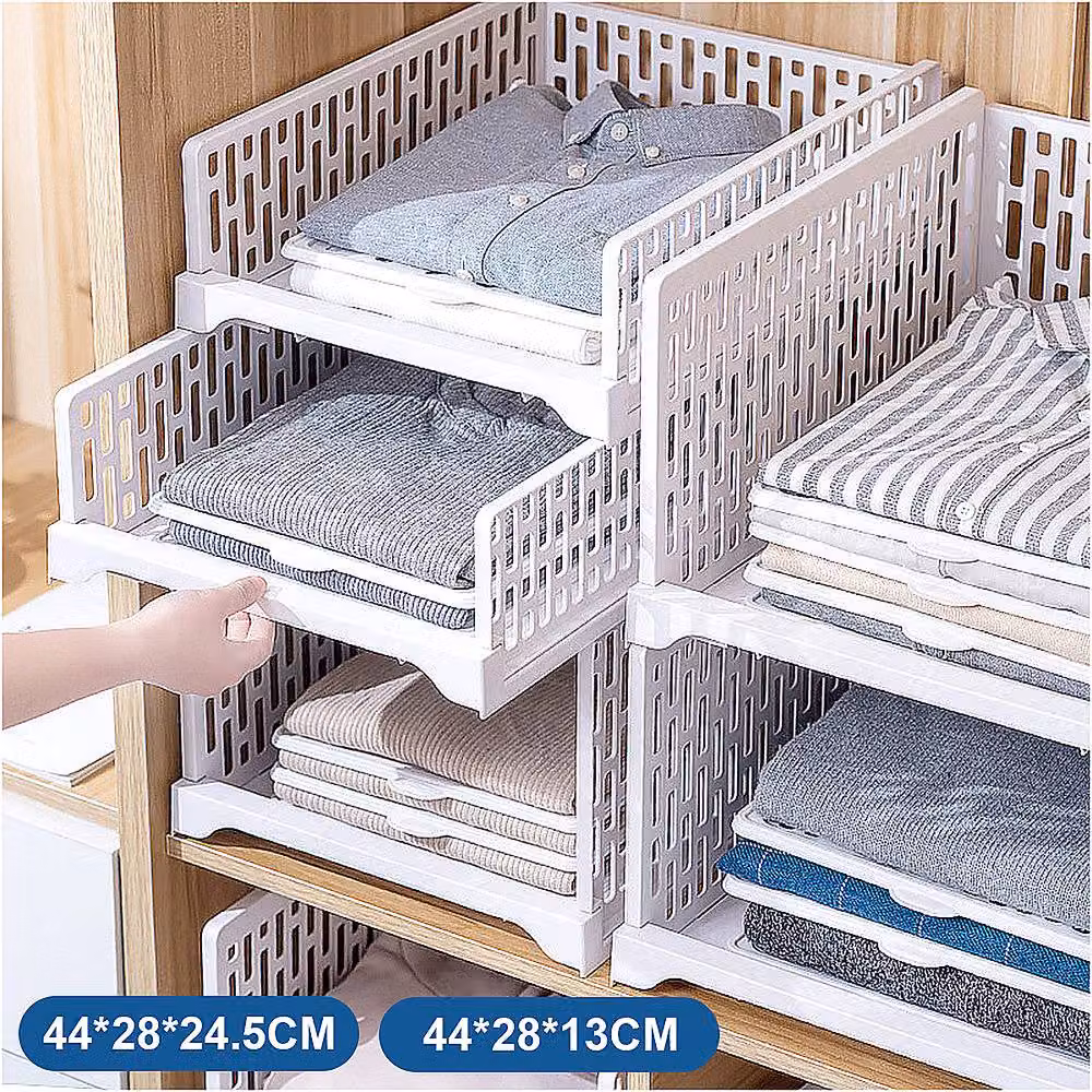 YnysTec White Foldable Wardrobe Drawer Organiser Storage Boxes for Clothes and Bedroom Storage – 3