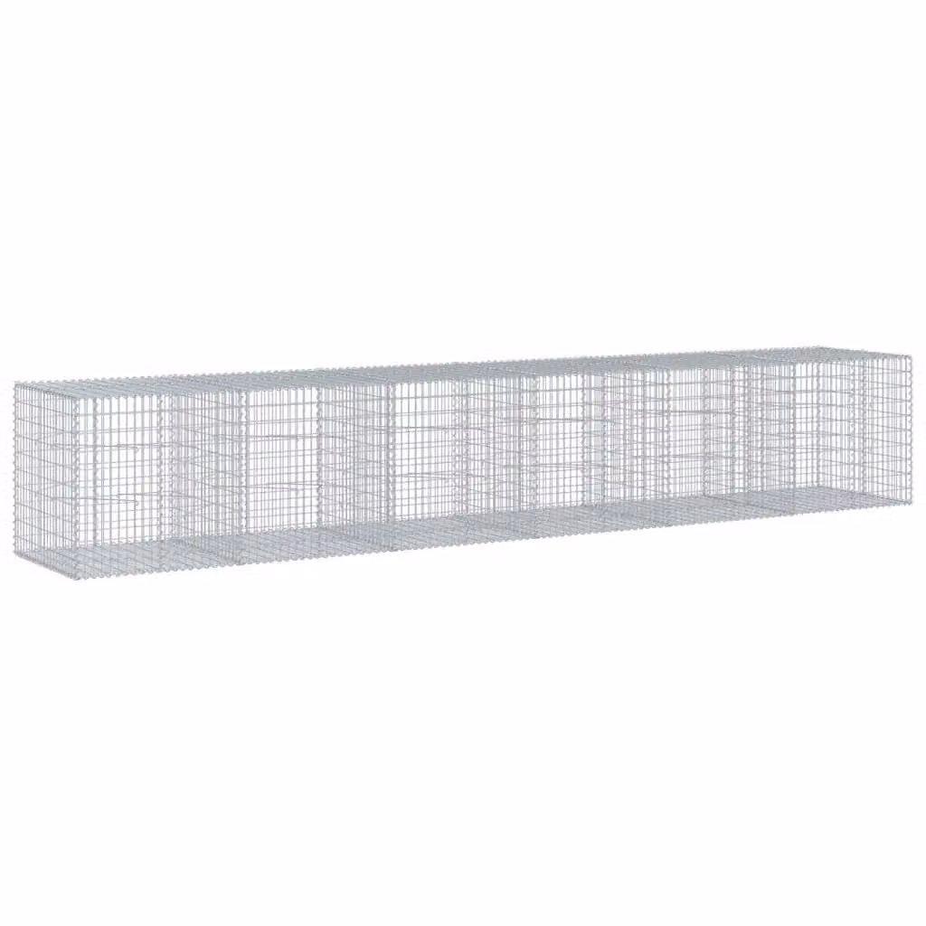 Berkfield Home Silver Galvanised Steel Gabion Basket with Cover, W: 600 cm, D: 100 cm, H: 100 cm – 2