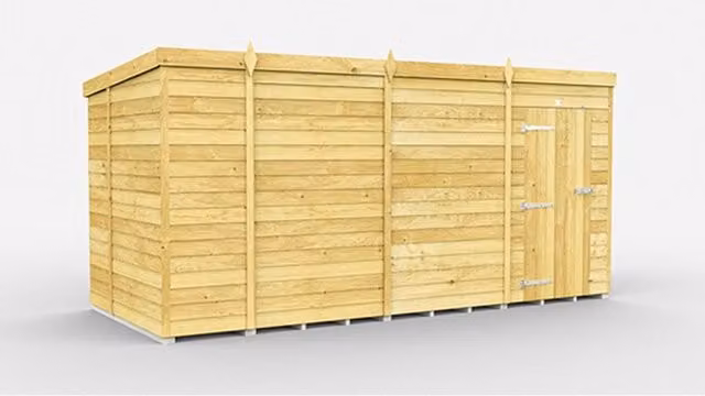 Buttercup Farm Brown Pent Shed with Single Door and No Window, L214 x W387 x H201 cm