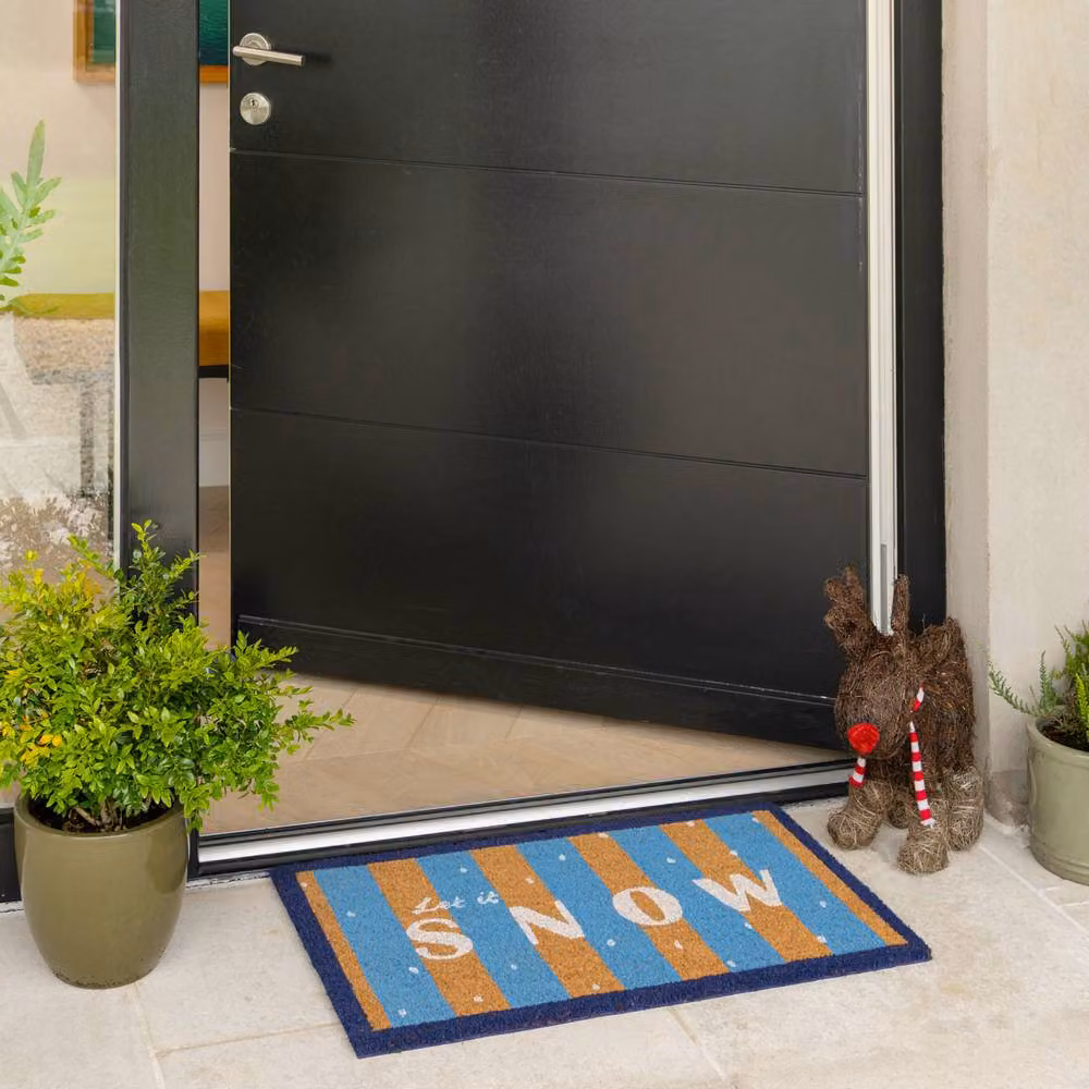 Kukoon Christmas Let it Snow Front Door Mat, Beige Coir Rug, W: 45 cm x D: 70 cm – 2