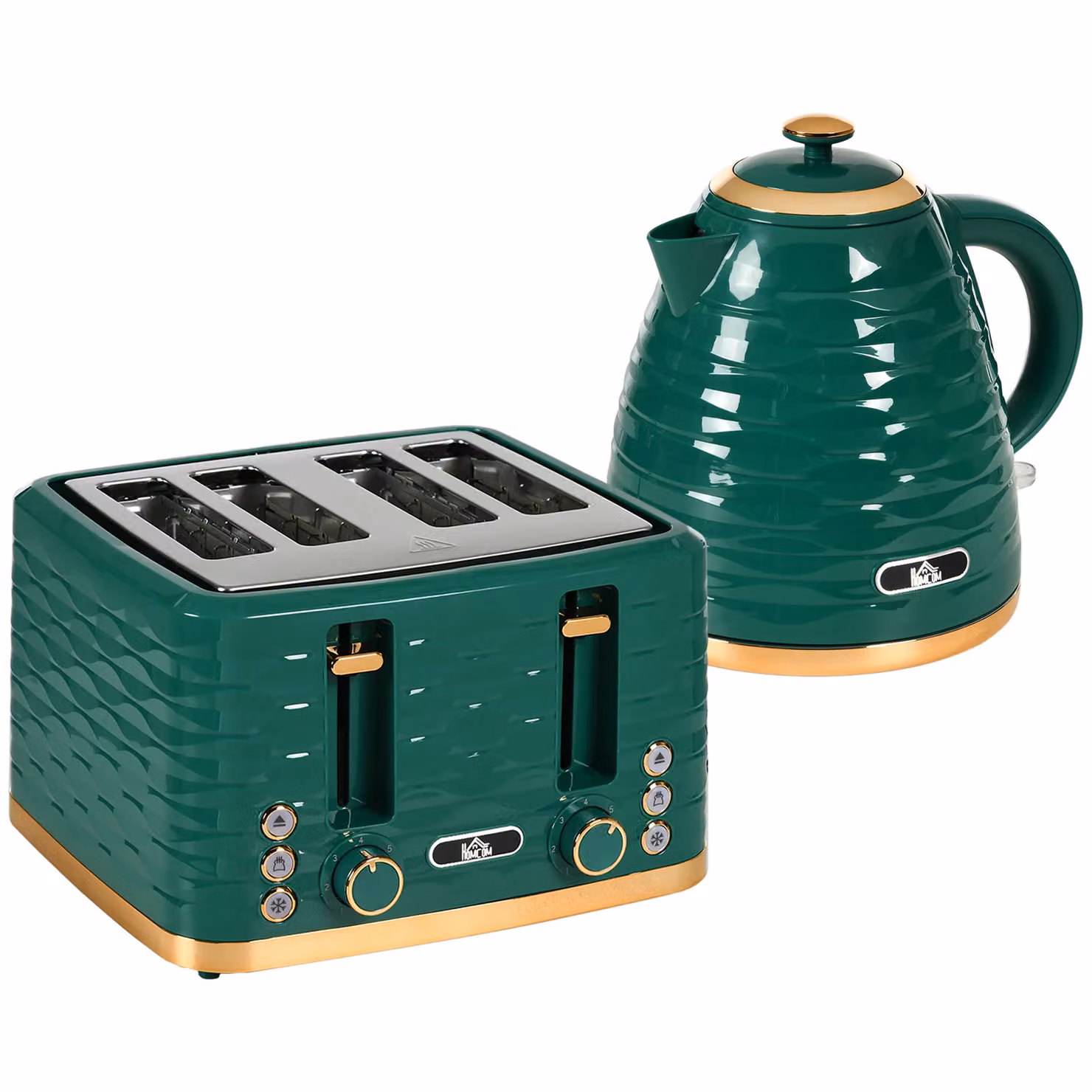 HOMCOM Kettle and Toaster Set in Green, 1.7 l – 2